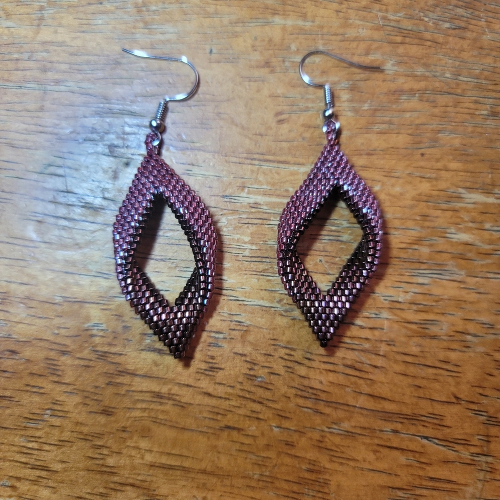 Folded peyote stitch beaded earrings